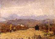 Eugenio Gignous Paesaggio con treno oil painting artist